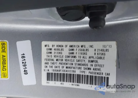 2014 Acura Tl 3.5 Special Edition from USA, damaged, VIN 19UUA8F30EA003398